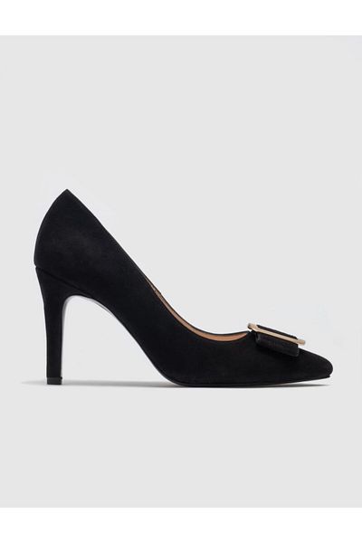 Cabani Genuine Leather Black Women's Heeled Shoes