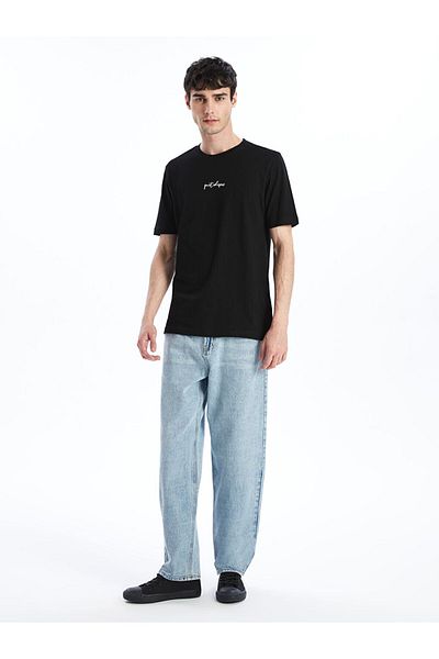 LC Waikiki New Season Crew Neck Κοντό μανίκι εμπριμέ χτενισμένο βαμβακερό ανδρικό Tisort - S55889Z8