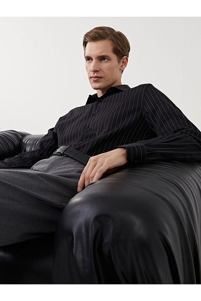 LC Waikiki Ανδρικό πουκάμισο LCWAIKIKI Formal Slim Fit μακρυμάνικο ριγέ Gabardine