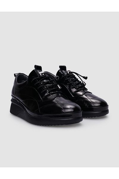 Cabani Black Genuine Leather - Lace-up Women's Casual Shoes