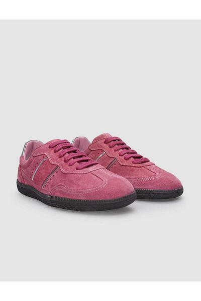 Cabani Pink Suede 100% Genuine Leather Women's Sneakers - Lace-up