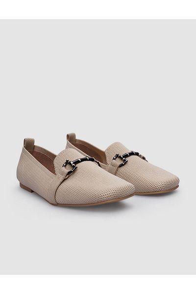Cabani Beige Knitwear Women's Casual Shoes - Buckle Detailed