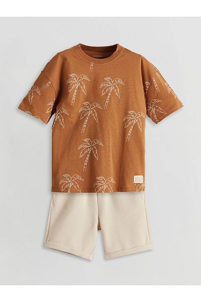 LC Waikiki New Season Printed Cotton Boys' T-Shirt and Shorts Set of 2 - S5Cp38Z1