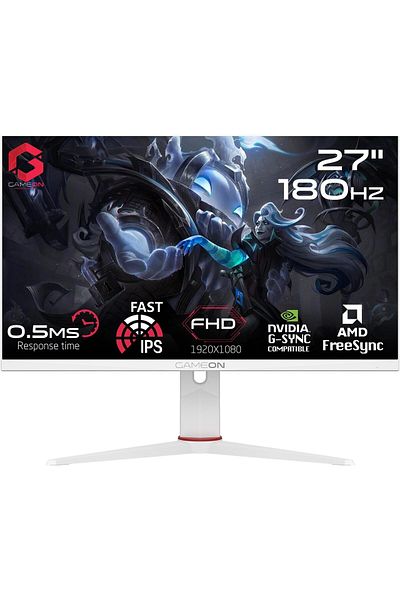 GAMEON GOA27FHD180IPS Artic Pro-Series, White Gaming Monitor 27 Inch, 1920x1080p FHD IPS Panel