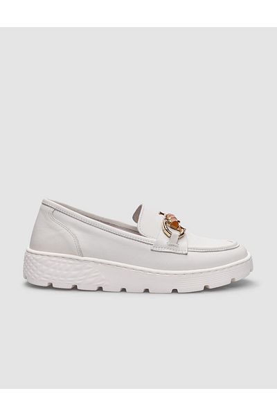 Cabani 100% Genuine Leather Beige Buckle Women's Casual Shoes