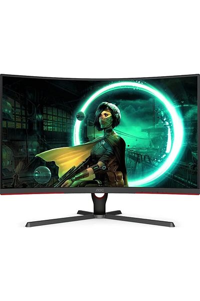 Aoc شاشة ألعاب منحنية مقاس 31.5 بوصة 1000R بتقنية FreeSync Premium المنحنية بمعدل تحديث 165 هرتز ومدة استجابة 1 مللي ثانية ووضع HDR بدقة 1920 × 1080 (FHD)