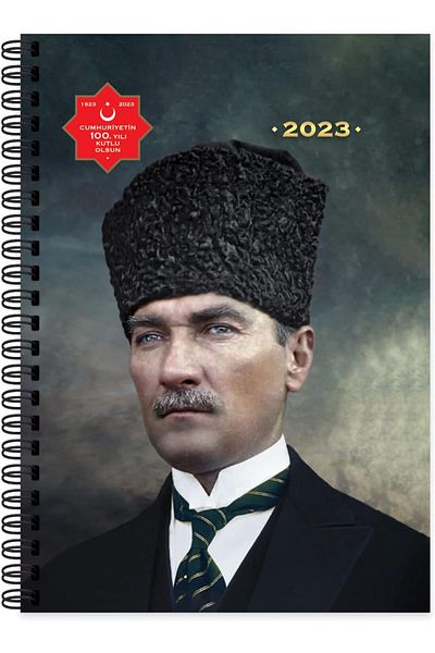 STOREMAX MU-ARTSHOP Έγχρωμο 2023 Atatürk Ημερήσιο Σπιράλ Ατζάντα - Κεφαλαμοντέρνος, 17x24 cm tnca 871301