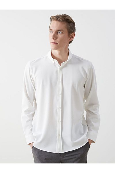 LC Waikiki Ανδρικό μακρυμάνικο πουκάμισο Dobby LCW Vision Slim Fit