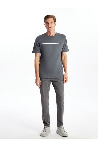 LC Waikiki Ανδρικό μπλουζάκι LCWAIKIKI Classic Crew με λαιμόκοψη κοντό μανίκι με στάμπα χτενισμένο βαμβακερό ανδρικό μπλουζάκι