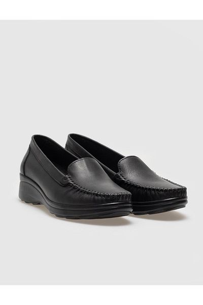 Cabani Black Genuine Leather Women's Comfort Shoes