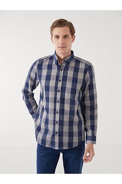 LC Waikiki Cămașă pentru bărbați LCWAIKIKI Classic Regular Fit cu mânecă lungă în carouri Dobby