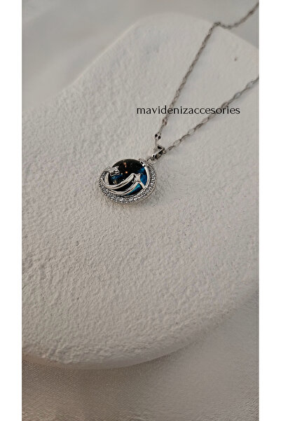 m mavi deniz accesories قلادة من الفولاذ قلادة السماء فضية اللون قلادة فضية م...