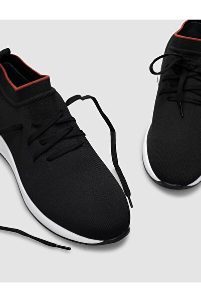 Cabani Triko Siyah Bağcıklı Kadın Sneaker