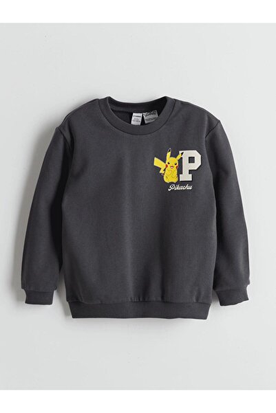 LC Waikiki Nevavm Oval Collar Pikachu Printed Boys' Sweatshirt with Difference