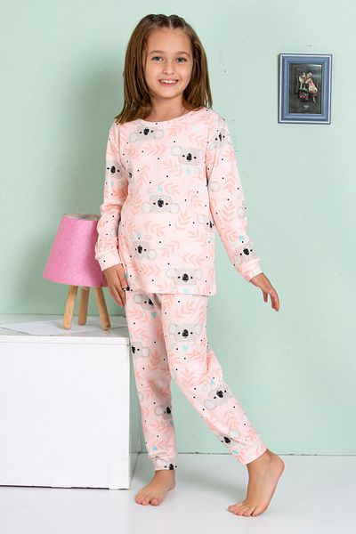 MADALİNA Girl child 100% cotton powder koala patterned pajama set
