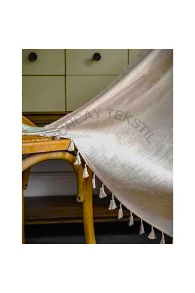 TUNCAY TEKSTİL EnXSize 100% Natural Linen Cotton Fringed Curtain - Shaped