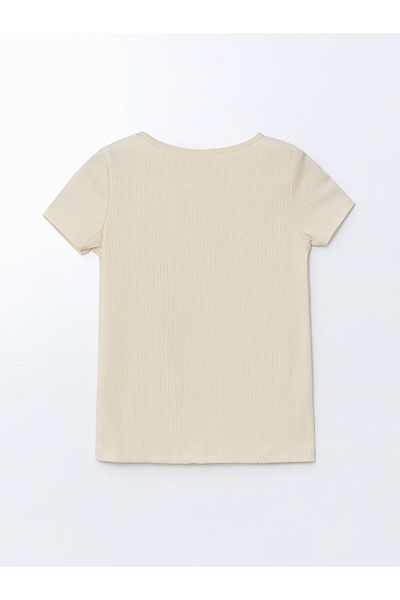 LC Waikiki Tricou pentru fetiță cu textura LCW ECO Crew Gât
