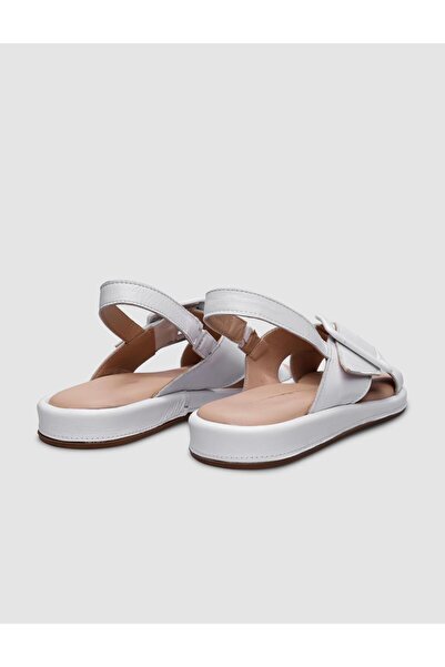 Cabani 100% Genuine Leather Women's Daily Sandals with White Buckle