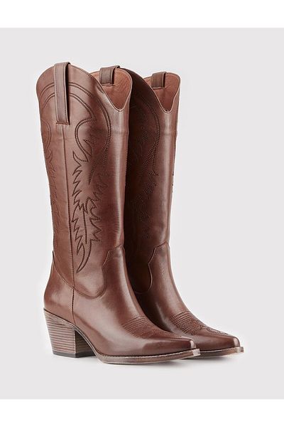 Cabani Genuine Leather Tan Women's Western Boots