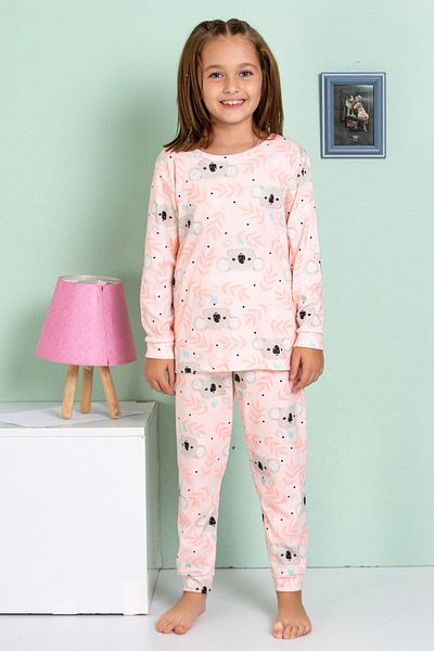 MADALİNA Girl child 100% cotton powder koala patterned pajama set