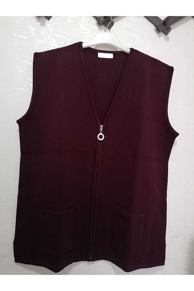 anne moda ankara Premium Quality, Wool Blended Steel Knitted, Solid Color Vest with Zipper