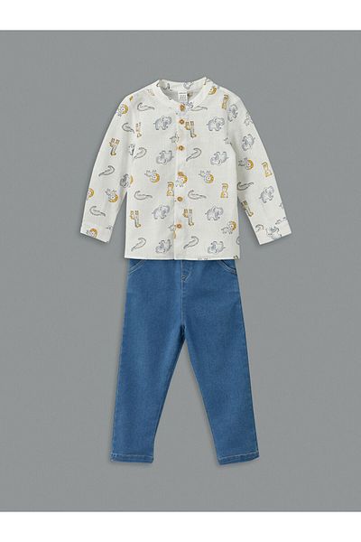 LC Waikiki New Season Hakim Collar Baby Boy Shirt and Pants Set of 2 - S51194Z1