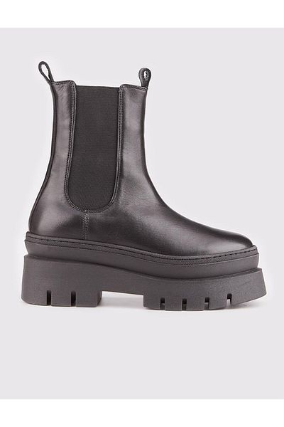 Cabani Women's Black Genuine Leather Casual Boots