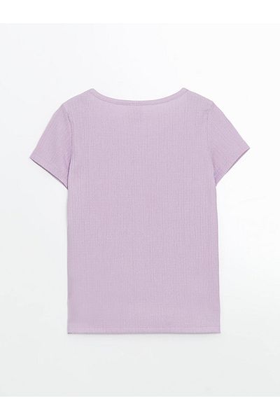 LC Waikiki New Season Crew Neck Textured Girls' T-Shirt - S5Ju87Z4