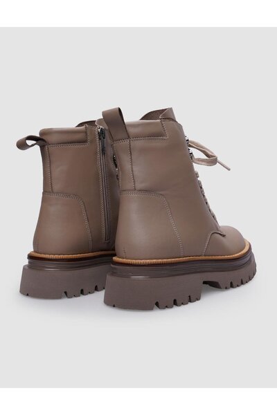 Cabani %100 Hakiki Deri Vizon Fermuarlı - Bağcıklı Kadın Bot