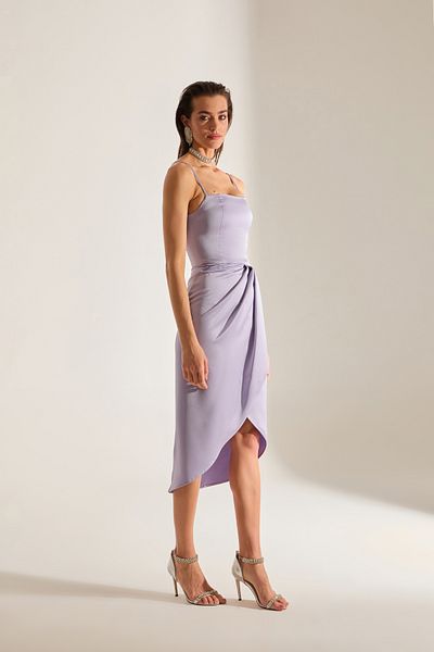 BETTY & SAM Solomia Draped Straps Open Lila Evening Gown