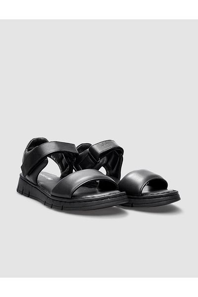 Cabani 100% Genuine Leather Black Velcro Closure Women's Sandals