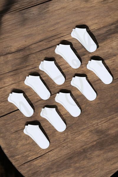 Mono Socks Set of 10 White Recycle Cotton Booties Socks
