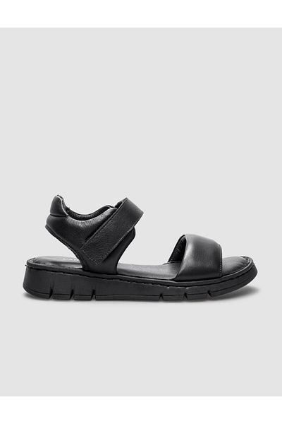Cabani 100% Genuine Leather Black Velcro Closure Women's Sandals