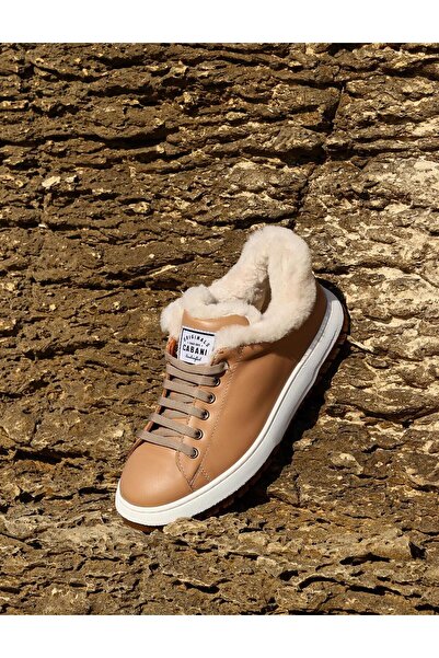 Cabani Hakiki Deri Vizon Kürklü Kadın Günlük Ayakkabı