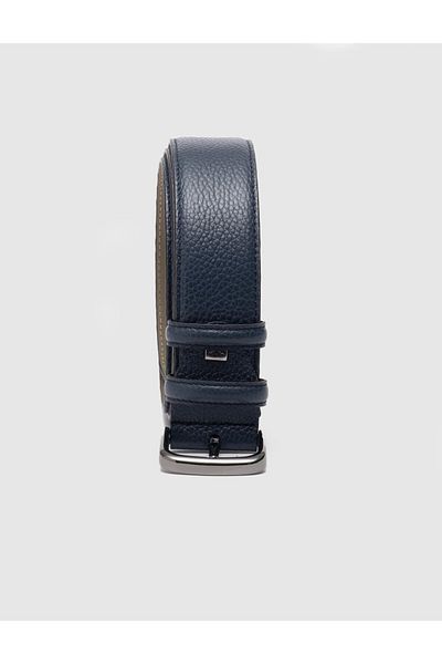 Cabani 100% Genuine Leather Men's Navy Blue 4 cm Classic Belt