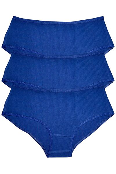 Gizli Butik Set de 3 chiloți din bumbac cu talie înaltă - Indigo