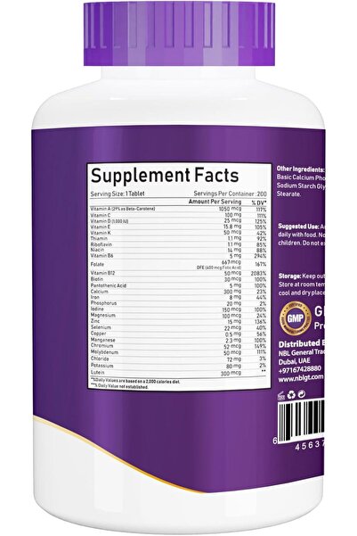 NBL Natural Women Multivitamin for Women 50 Plus, Multivitamin Multimineral Supplement, 200 Tablets