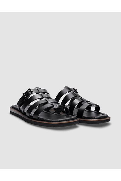 Cabani 100% piele naturală cu cataramă laterală neagră pentru femei