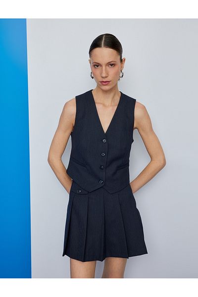 Koton Button Detailed V-Neck Blazer Vest