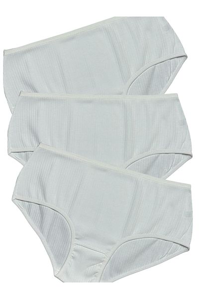 Gizli Butik Women's High Waist Corded Cotton Panties - Ecru Set of 3