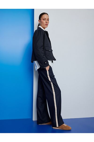 Koton Women's Canvas Trousers 5Sak40246Pw Navy Blue