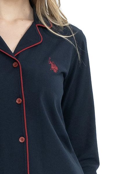 U.S. Polo Assn. Set de pijamale pentru femei din bumbac modal cu patchwork, albastru bleumarin