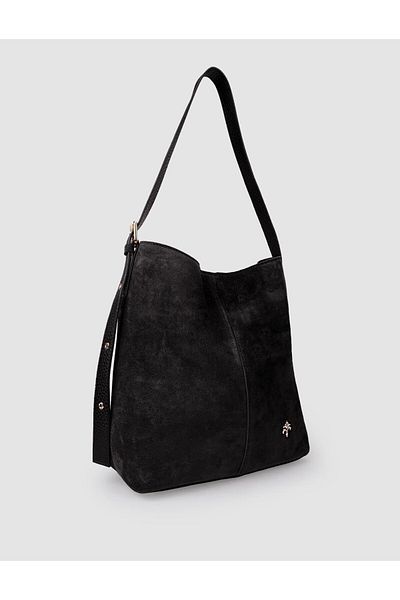 Jacquline 100% Genuine Leather Black Suede Women's Shoulder Bag