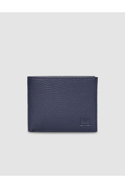 Cabani 100% Genuine Leather Navy Blue Men's Wallet with Card Compartment