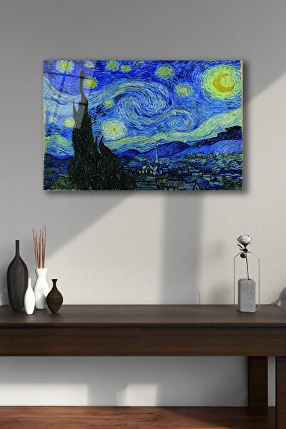 BRNDECO Van Gogh Yıldızlı Gece Cam Tablo