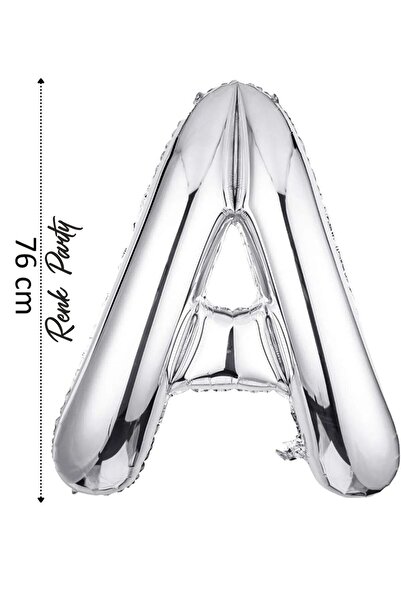 renk party Folyo Balon A Harfi Helyum Balon 76 Cm Gümüş Renk - A Harf Balon - Harf Folyo Balon - 34 Inch