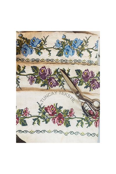 TUNCAY TEKSTİL Cross Stitch Embroidered Monika Fabric