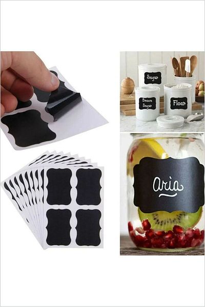Piksel Grafik Black 90 Pieces of Writable Labels, Jar Sticker, Self Writable Sticker