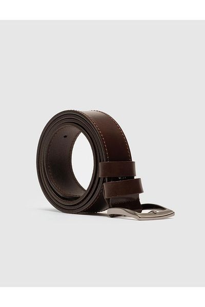 Cabani 100% Genuine Leather Men's Brown 3.5 cm Stitched Classic Belt