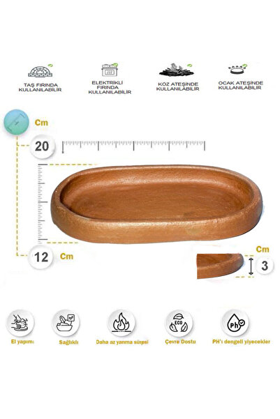 HerşeyTopraktan Toprak Güveç 3 Adet Kayık 20 Cm El Yapımı